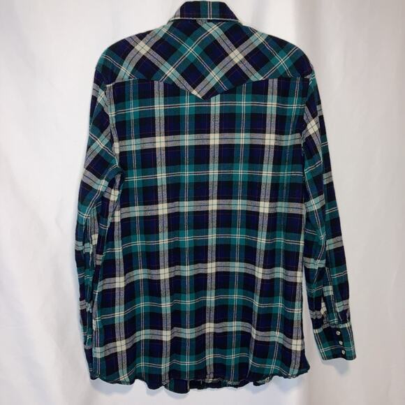 Wrangler Long Sleeve Mens Plaid Flannel Pearl Snap Western Cut L Tall Extra Long - Picture 6 of 10
